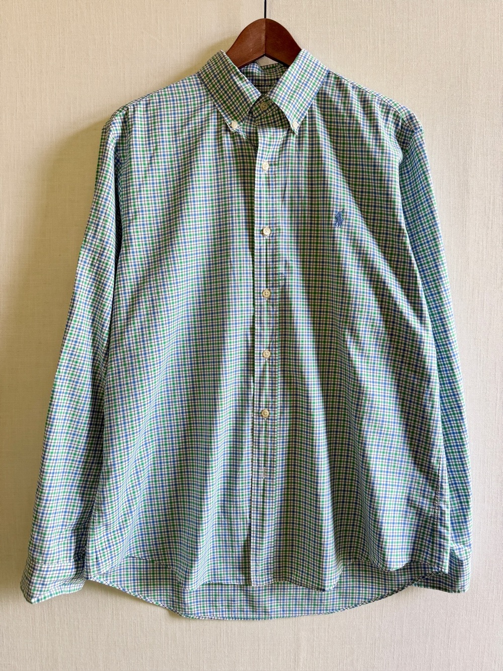 Polo Ralph Lauren | Green Blue Plaid Stretch Button Down Shirt M